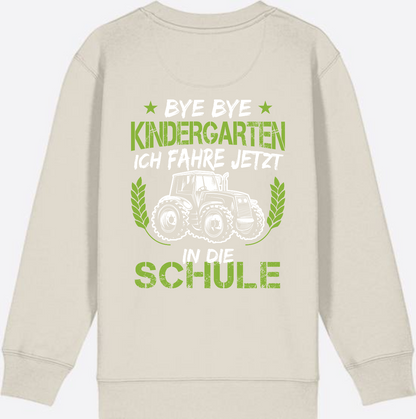 Kinder Sweatshirt Einschulung Traktor: Bye Bye Kindergarten - Eco Heather
