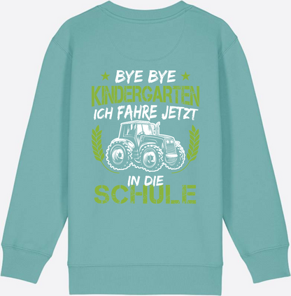 Kinder Sweatshirt Einschulung Traktor: Bye Bye Kindergarten - Teal Monstera