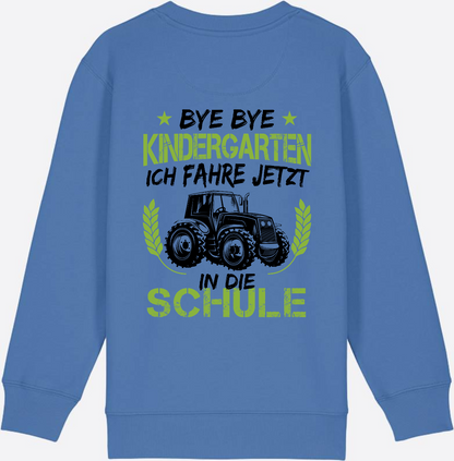 Kinder Sweatshirt Einschulung Traktor Bye Bye Kindergarten - Bright Blue