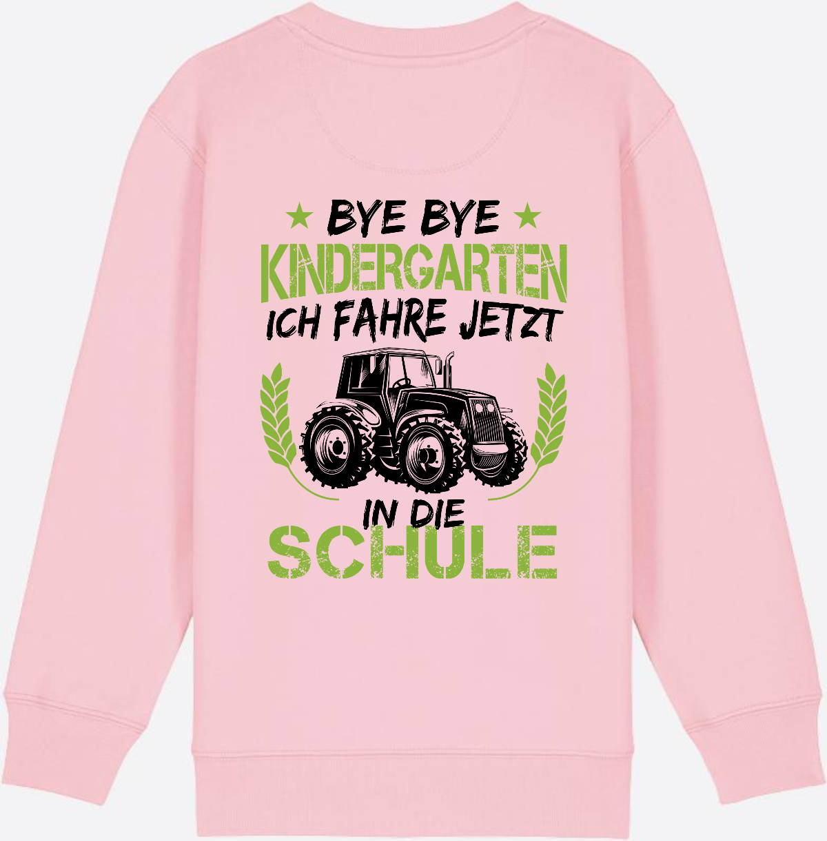 Kinder Sweatshirt Einschulung Traktor Bye Bye Kindergarten - Cotton Pink