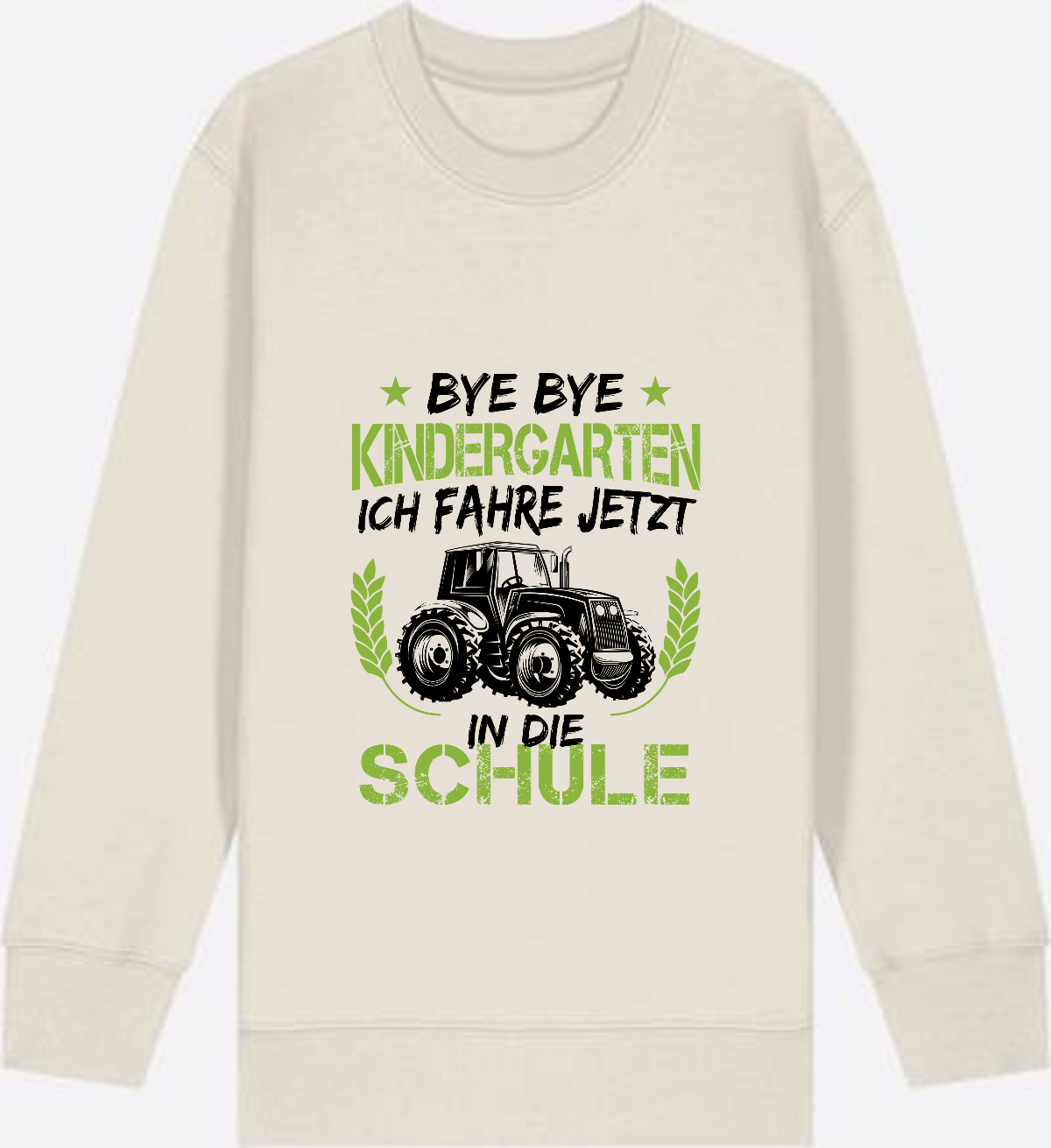 Kinder Sweatshirt Einschulung Traktor Bye Bye Kindergarten - Eco Heather Herzseite