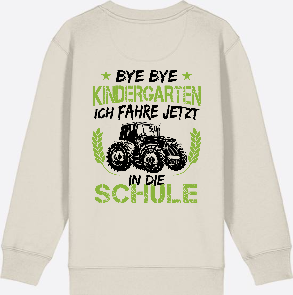 Kinder Sweatshirt Einschulung Traktor Bye Bye Kindergarten - Eco Heather