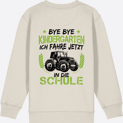 Kinder Sweatshirt Einschulung Traktor Bye Bye Kindergarten - Eco Heather