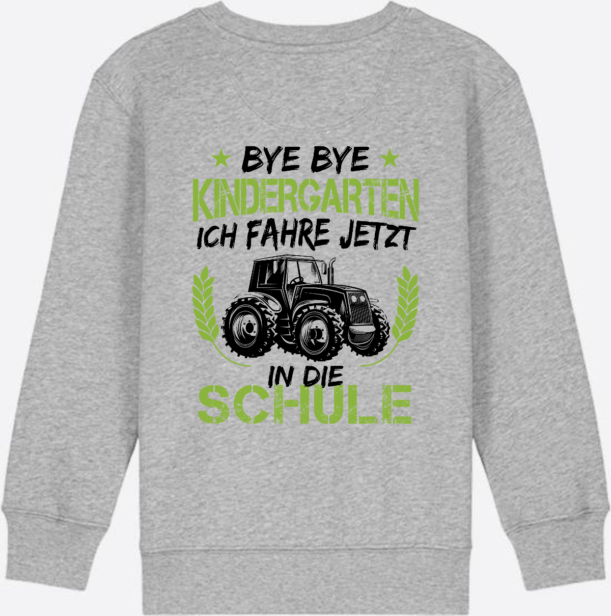 Kinder Sweatshirt Einschulung Traktor Bye Bye Kindergarten - Heather Grey