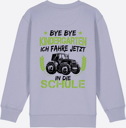 Kinder Sweatshirt Einschulung Traktor Bye Bye Kindergarten - Lavender