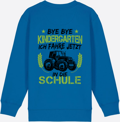 Kinder Sweatshirt Einschulung Traktor Bye Bye Kindergarten - Royal Blue