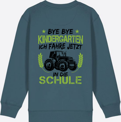 Kinder Sweatshirt Einschulung Traktor Bye Bye Kindergarten - Stargazer