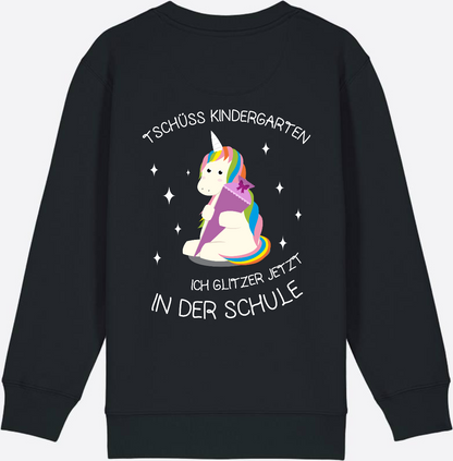 Kinder Sweatshirt Einschulung – Tschüss Kindergarten Einhorn - Black