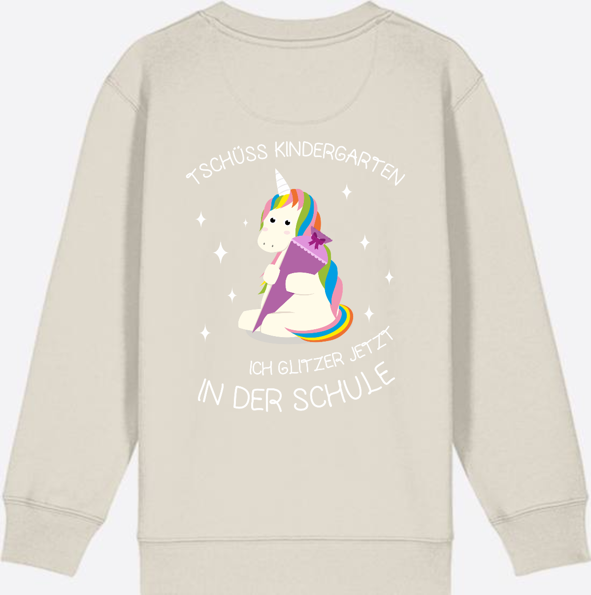 Kinder Sweatshirt Einschulung – Tschüss Kindergarten Einhorn - Eco Heather
