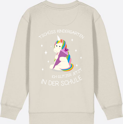 Kinder Sweatshirt Einschulung – Tschüss Kindergarten Einhorn - Eco Heather