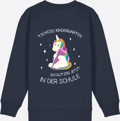 Kinder Sweatshirt Einschulung – Tschüss Kindergarten Einhorn - French Navy