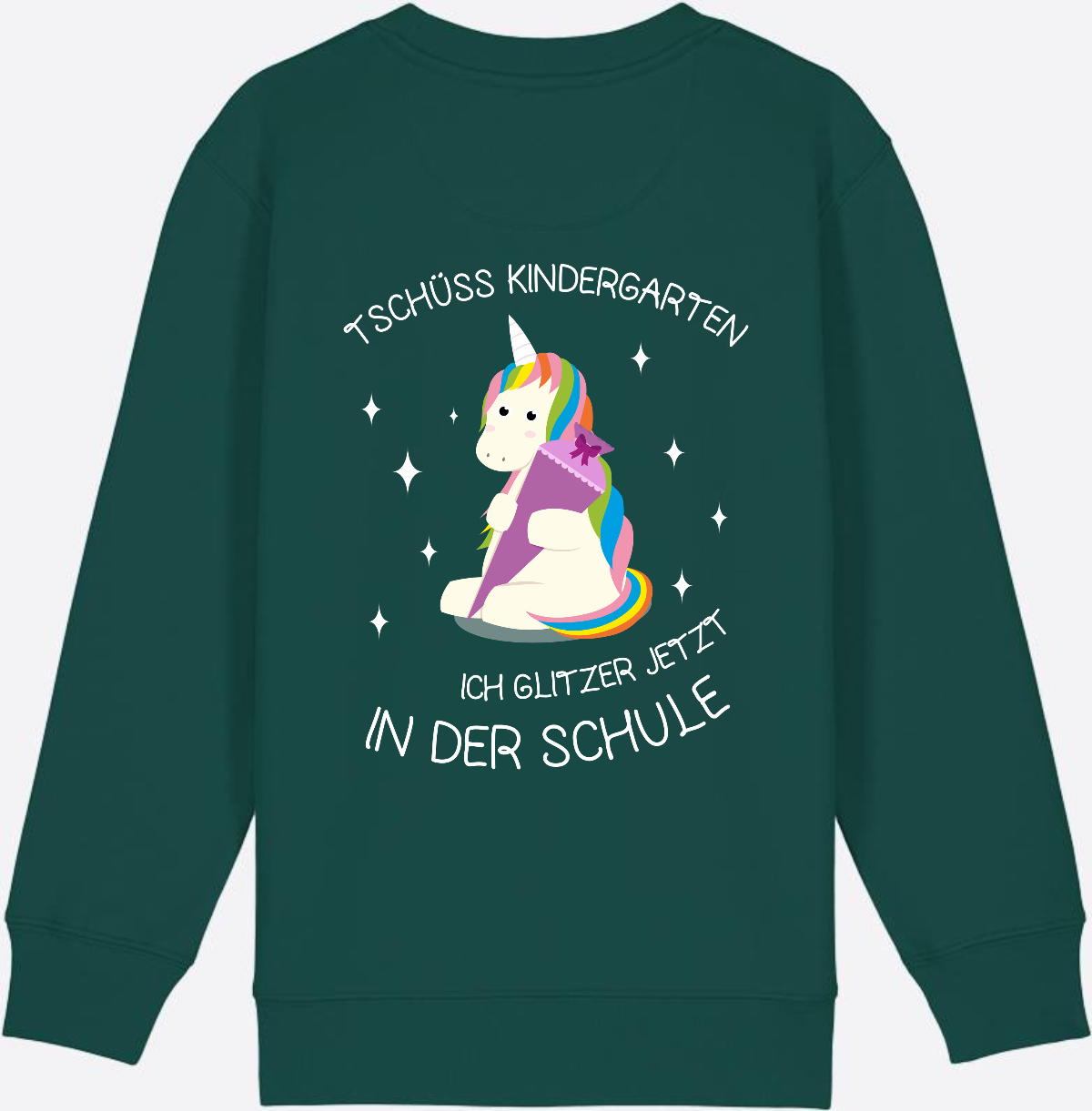 Kinder Sweatshirt Einschulung – Tschüss Kindergarten Einhorn - Glazed Green