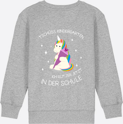 Kinder Sweatshirt Einschulung – Tschüss Kindergarten Einhorn - Heather Grey