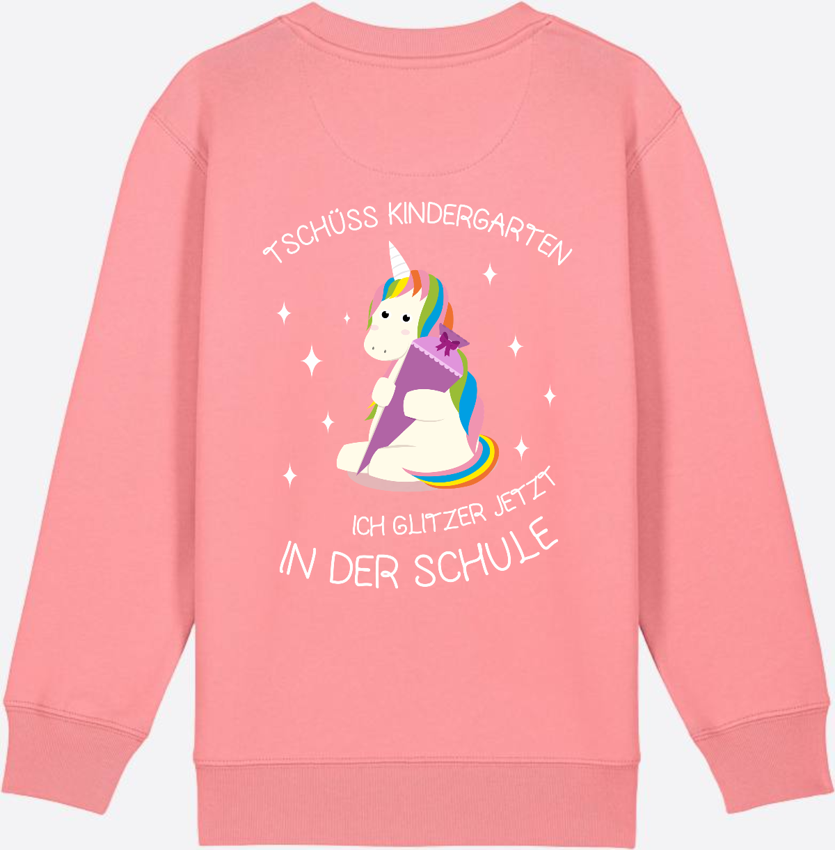 Kinder Sweatshirt Einschulung – Tschüss Kindergarten Einhorn - Pink Joy