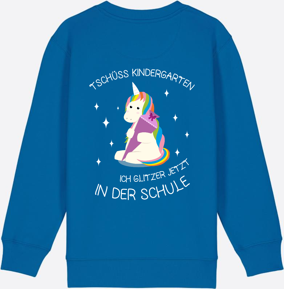 Kinder Sweatshirt Einschulung – Tschüss Kindergarten Einhorn - Royal Blue