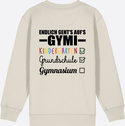 Kinder Sweatshirt 'Endlich geht's auf's Gymi' mit Namen - Eco Heather
