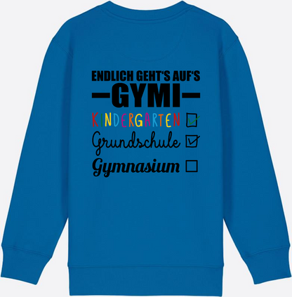 Kinder Sweatshirt 'Endlich geht's auf's Gymi' mit Namen - Royal Blue