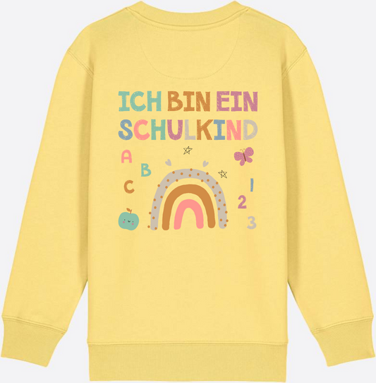 Kinder Sweatshirt 'Ich bin ein Schulkind' – Geschenk Schulanfang - Viva Yellow