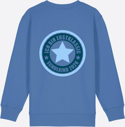 Kinder Sweatshirt Ich bin erstklassig – Schulkind 2026 - Bright Blue