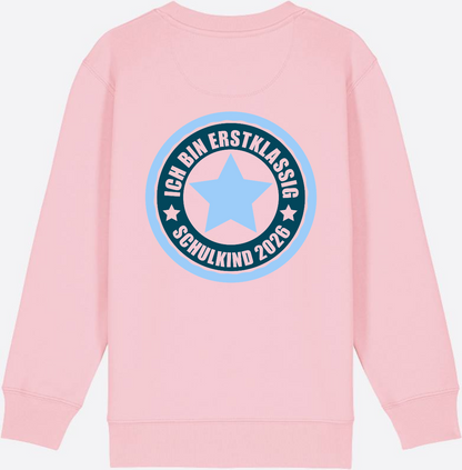 Kinder Sweatshirt Ich bin erstklassig – Schulkind 2026 - Cotton Pink