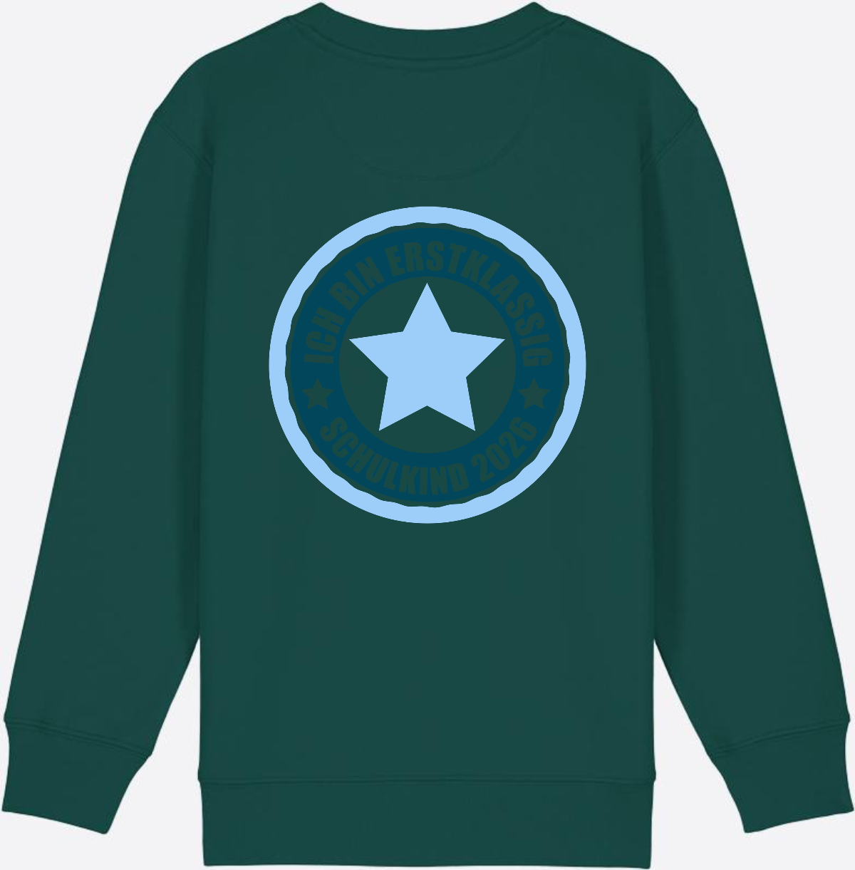 Kinder Sweatshirt Ich bin erstklassig – Schulkind 2026 - Glazed Green