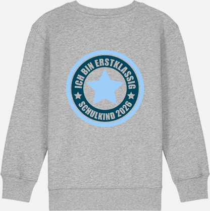Kinder Sweatshirt Ich bin erstklassig – Schulkind 2026 - Heather Grey
