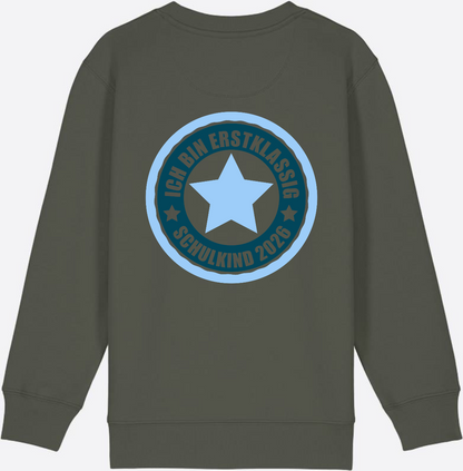 Kinder Sweatshirt Ich bin erstklassig – Schulkind 2026 - Khaki