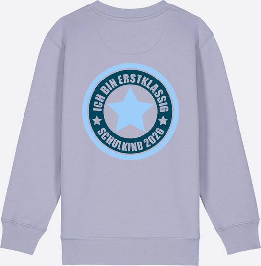 Kinder Sweatshirt Ich bin erstklassig – Schulkind 2026 - Lavender