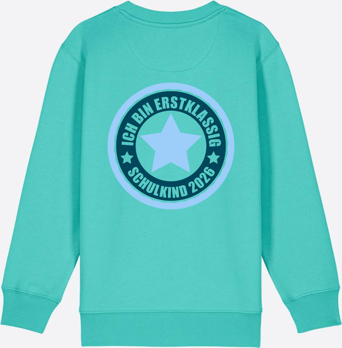 Kinder Sweatshirt Ich bin erstklassig – Schulkind 2026 - Pool Blue