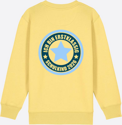 Kinder Sweatshirt Ich bin erstklassig – Schulkind 2026 - Viva Yellow