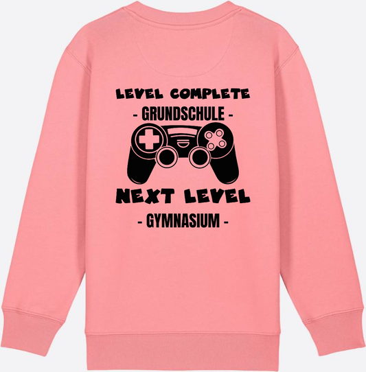 Kinder Sweatshirt Level Complete Gymnasium – Personalisiert - Pink Joy