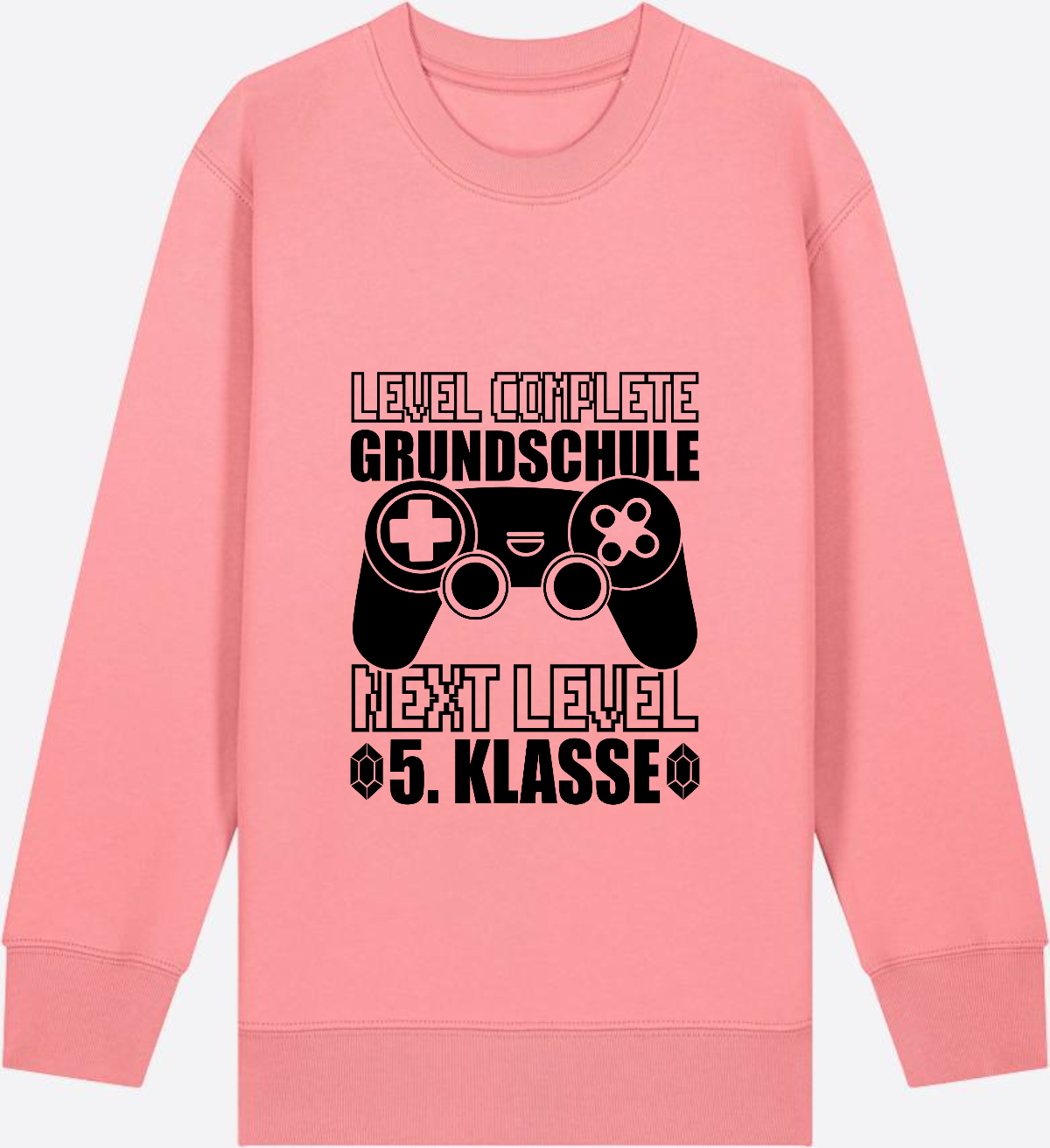 Kinder Sweatshirt Level Complete – Next Level 5. Klasse - Pink Joy Herzseite