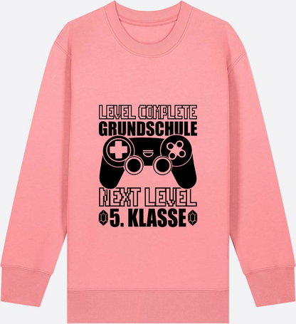 Kinder Sweatshirt Level Complete – Next Level 5. Klasse - Pink Joy Herzseite