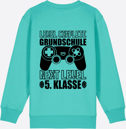 Kinder Sweatshirt Level Complete – Next Level 5. Klasse - Pool Blue
