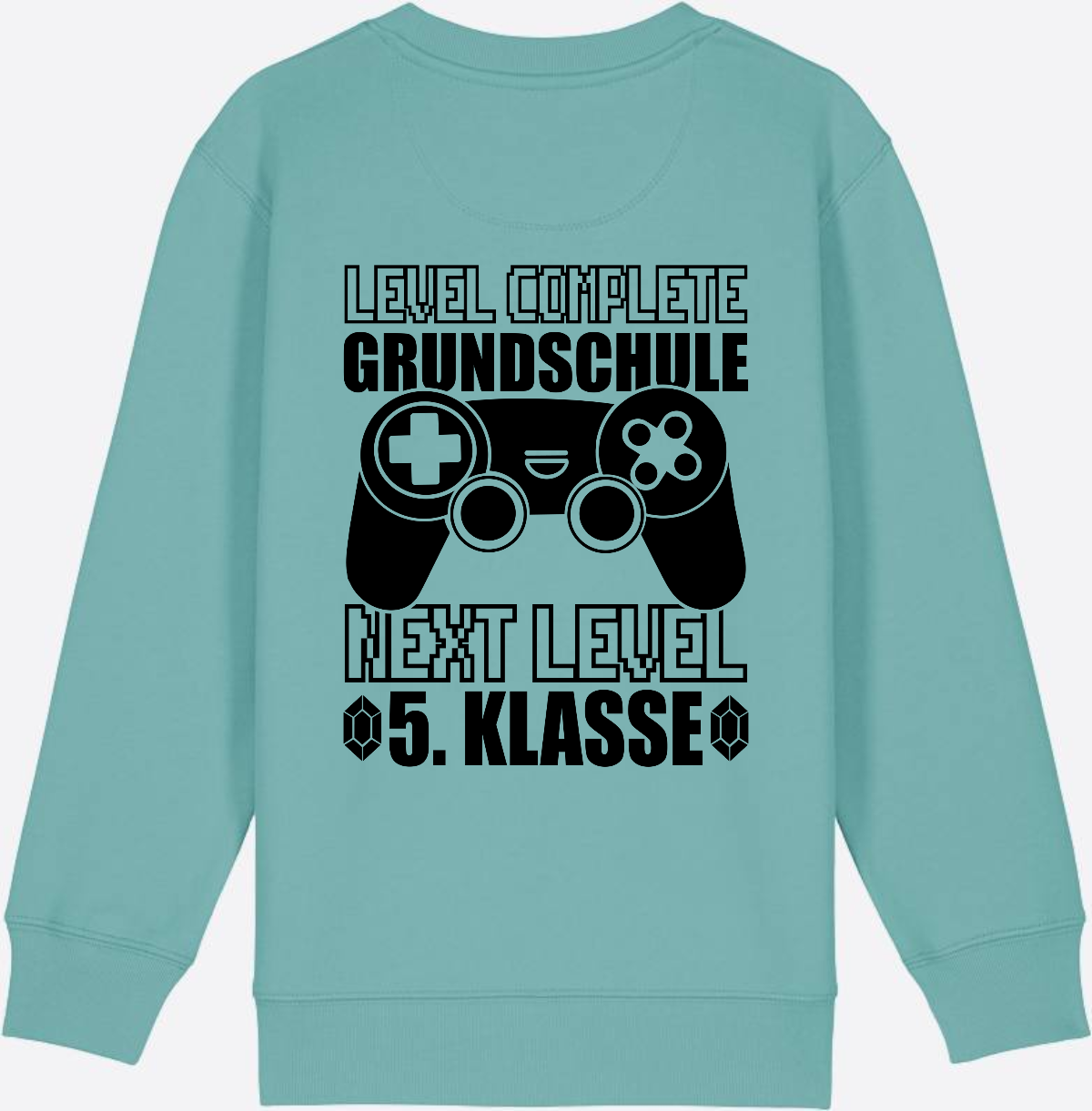 Kinder Sweatshirt Level Complete – Next Level 5. Klasse - Teal Monstera