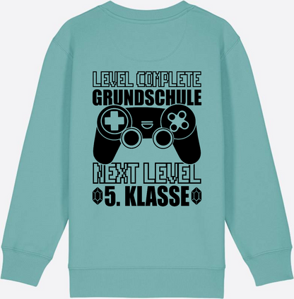 Kinder Sweatshirt Level Complete – Next Level 5. Klasse - Teal Monstera