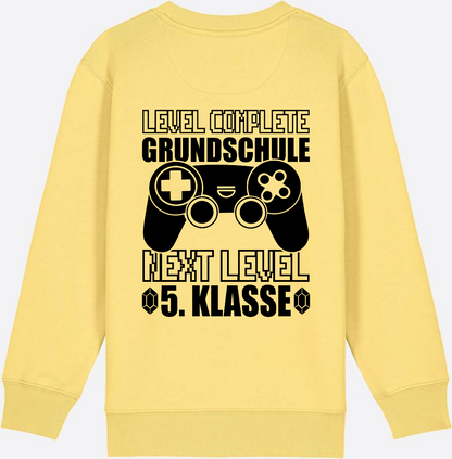Kinder Sweatshirt Level Complete – Next Level 5. Klasse - Viva Yellow