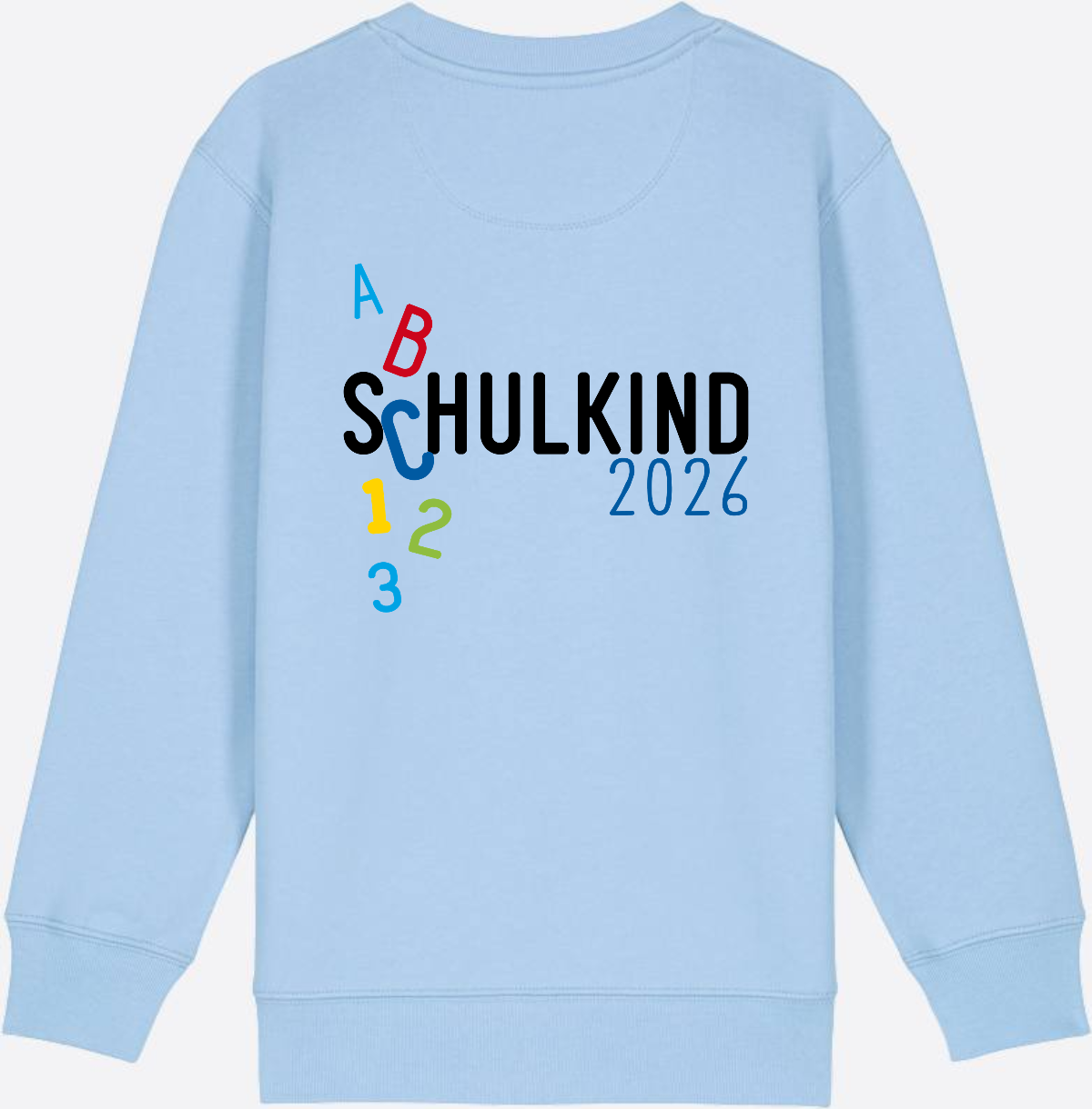 Kinder Sweatshirt Schulkind 2026 ABC Blau mit Name - Blue Soul