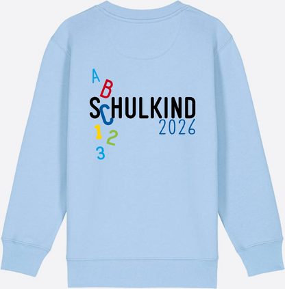 Kinder Sweatshirt Schulkind 2026 ABC Blau mit Name - Blue Soul