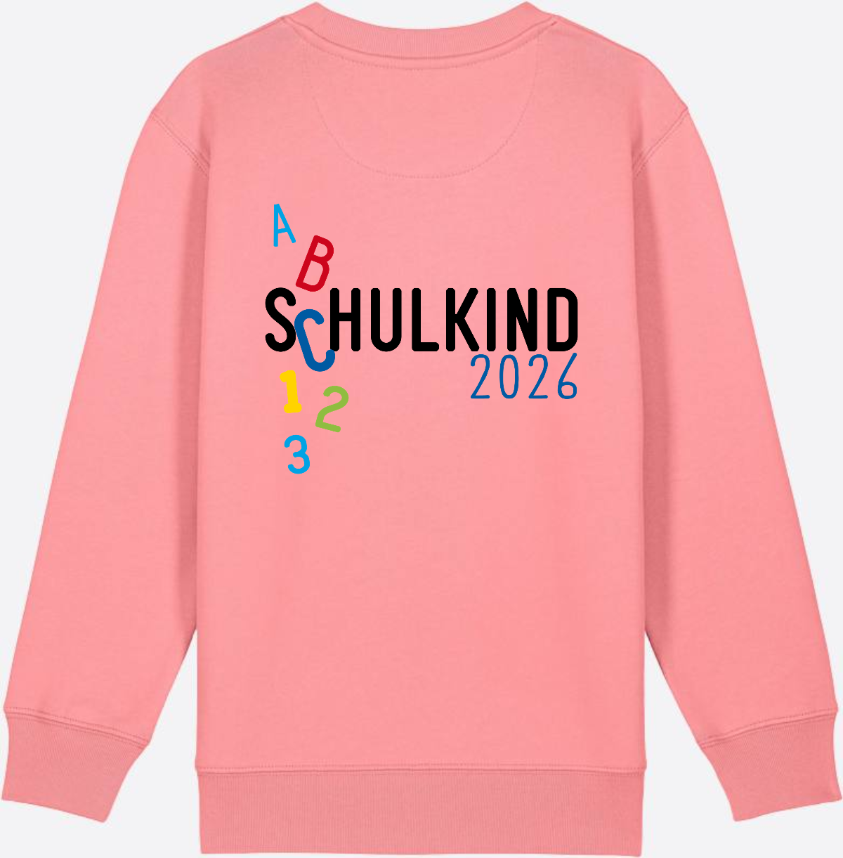 Kinder Sweatshirt Schulkind 2026 ABC Blau mit Name - Pink Joy