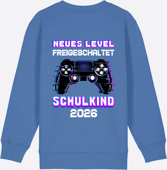 Kinder Sweatshirt Schulkind 2026 – Neues Level freigeschaltet - Bright Blue