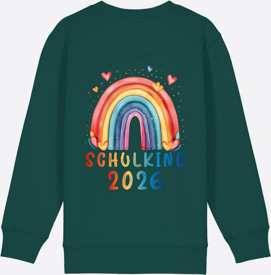Kinder Sweatshirt Schulkind 2026 Regenbogen zur Einschulung - Glazed Green