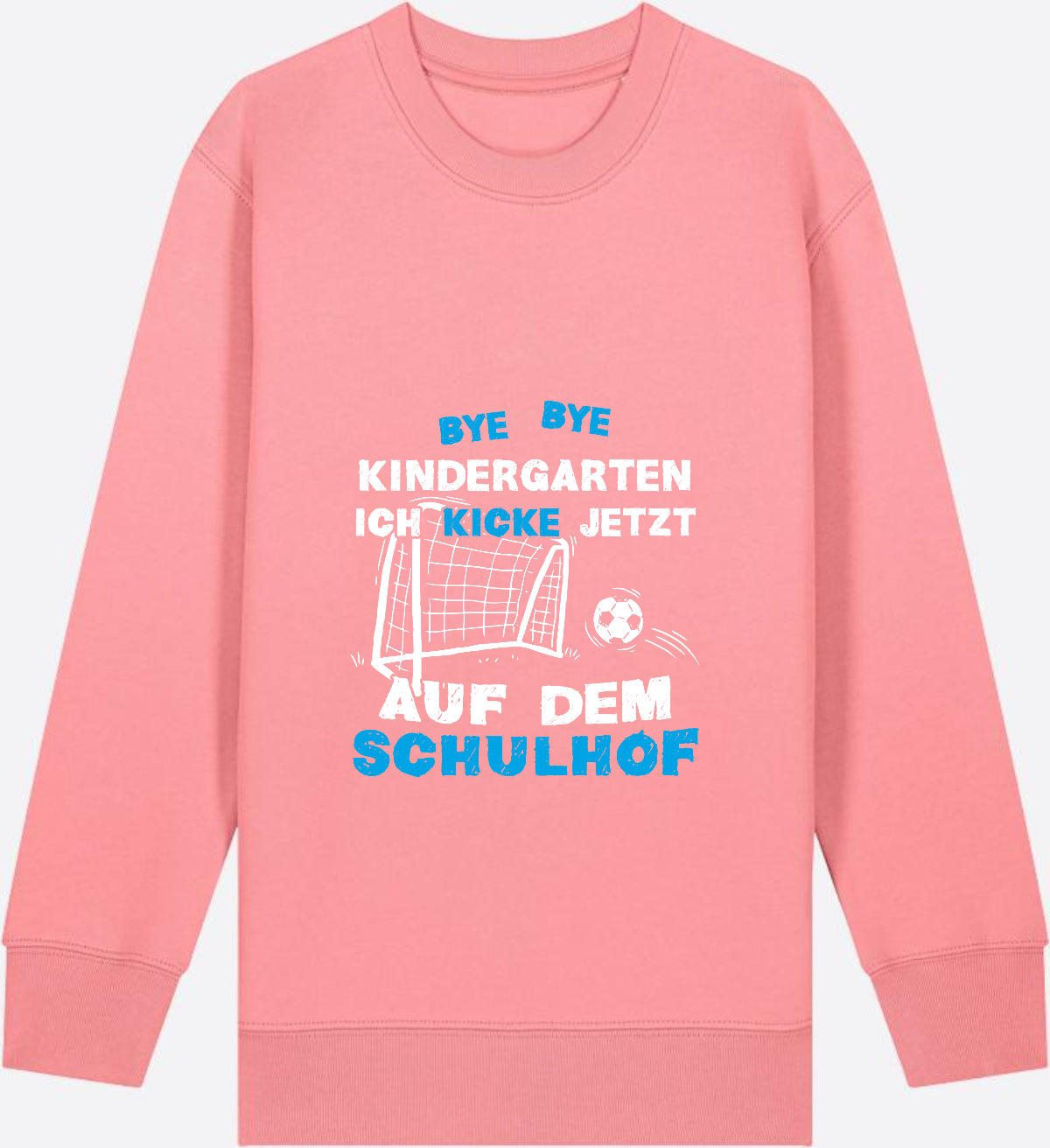 Kinder Sweatshirt Schulstart: Bye Bye Kindergarten Fußball - Pink Joy Herzseite