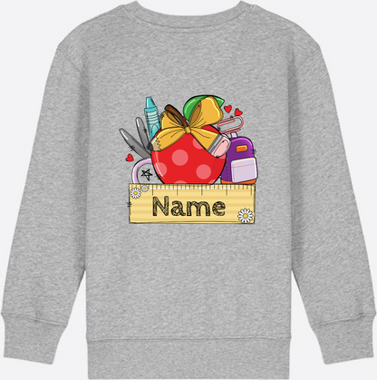 Kinder Sweatshirt zur Einschulung – Personalisiert mit Namen - Heather Grey