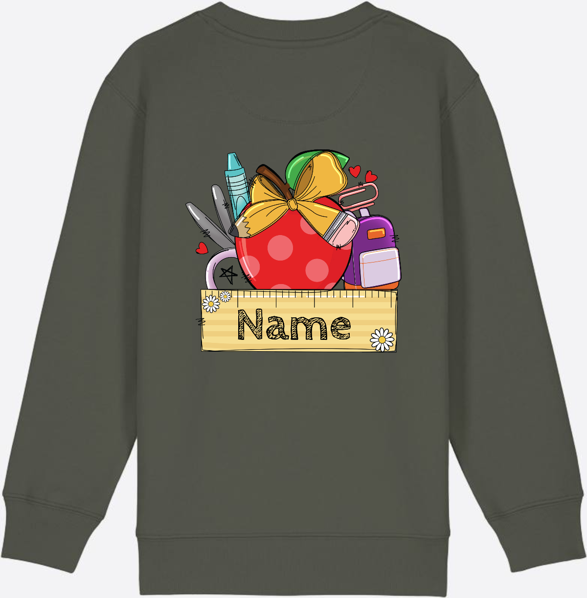 Kinder Sweatshirt zur Einschulung – Personalisiert mit Namen - Khaki