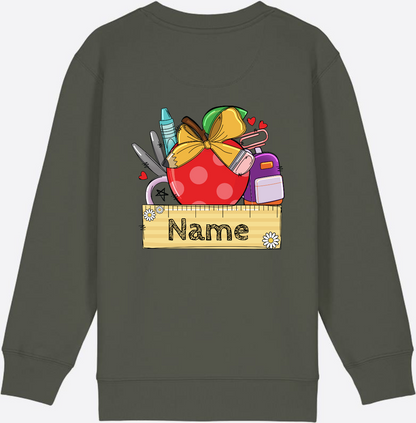 Kinder Sweatshirt zur Einschulung – Personalisiert mit Namen - Khaki
