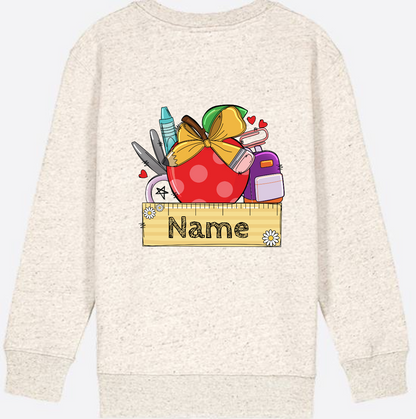 Kinder Sweatshirt zur Einschulung – Personalisiert mit Namen - Natural Raw