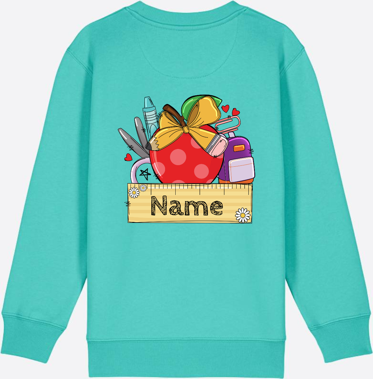 Kinder Sweatshirt zur Einschulung – Personalisiert mit Namen - Pool Blue
