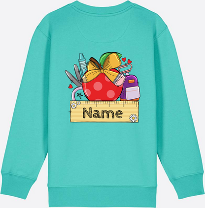 Kinder Sweatshirt zur Einschulung – Personalisiert mit Namen - Pool Blue