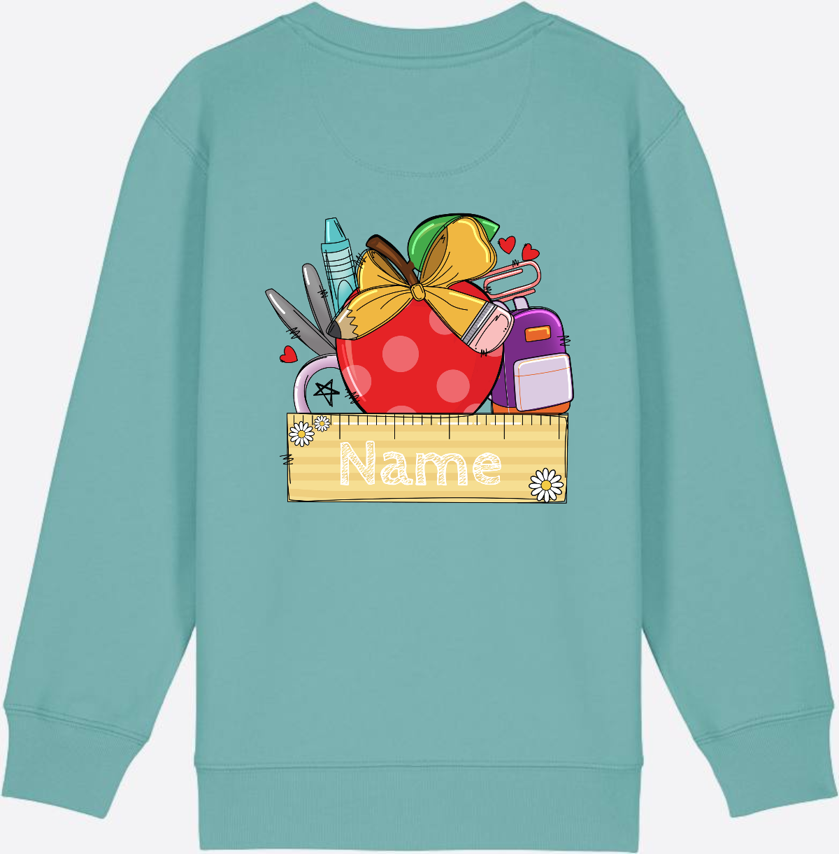 Kinder Sweatshirt zur Einschulung – Personalisiert mit Namen - Teal Monstera